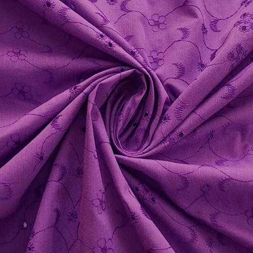 Tessuto Cotone Sangallo Ricamato 50 Cm - Viola