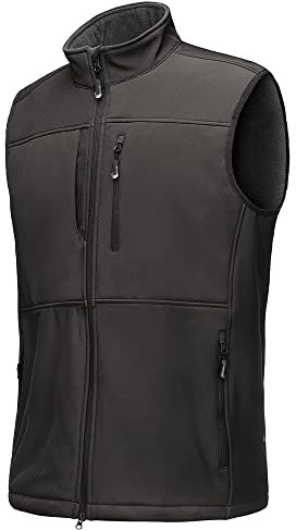 33,000ft Mens Softshell Gilet Activewear Vests Windproof Fleece Lined Outerwear Zipped Pockets Sleeveless Softshell Jacket for Leisure, Golf, Travelling Grey XL