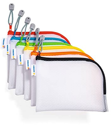 HERMA Dokumententasche A6 mit Reißverschluss Set, 10 Stück, kleine wasserdichte Reißverschlusstasche, verschließbare Dokumentenmappe aus Kunstoff mit Zipper, halb-transparent, 19 x 14 cm
