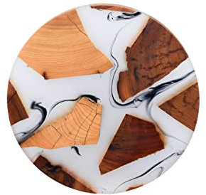 Saumo Untersetzer rund für Gläser, Vasen, Flaschen, Karaffen Design Glasuntersetzer für Getränke, Tassen, Bar, Glas-Tischuntersetzer Holz/Epoxidharz Resin Dekoration