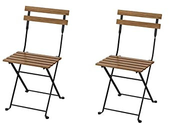 Ikea 2 SET - TARNO Stuhl, Outdoor, klappbar (schwarz/hellbraun gebeizt), Höhe 79 cm