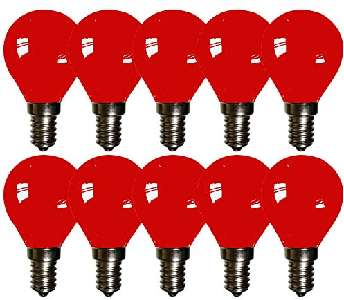NCC-Licht 10 x LED Filament Leuchtmittel Tropfen 2W E14 farbig Rot 10lm