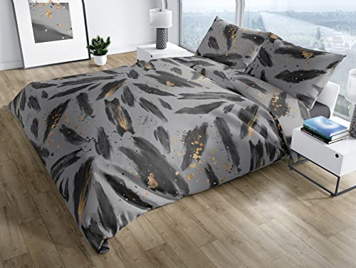 Bettwaesche-mit-Stil Mako Satin Bettwäsche Elegant Brush grau (Garnitur 135x200 + 80x80 cm)