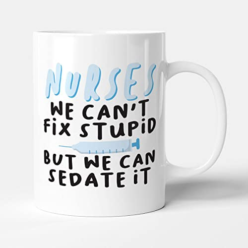 Victorian Printing Co - We Can't Fix Stupid - Funny Nurse Gift Mug, Ceramic, 11fl.oz.