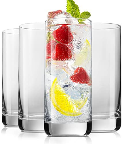 Highball Gläser 4er Set Bleifreie Wassergläser 368 ml hohe Trinkgläser für Tom Collins, Mojito, Mixed Drink Küche und Bar Cocktail Glasbecher Set-, klare Glaswaren Sets