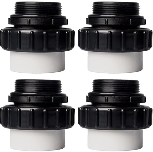 Lot de 4 raccords haute température en PVC MIP de 5,1 cm x 5,1 cm, compatibles avec les pompes de piscine Pentair Whisperflo et Intelliflo – Unions haute température pour pompe de piscine serrés à la