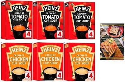 Chicken Cup a Soup (x3) and Tomato Soup (x3) Bundle and Kitchen Fella 14 Day Healthy Eating Guide Postcard