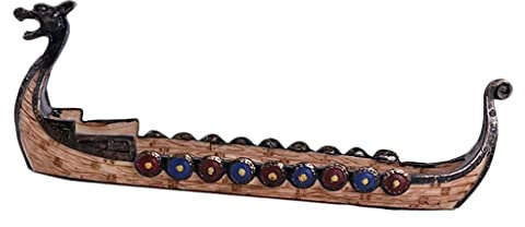 misppro Dekofigur Drache auf Wikingerboot, Kunstharz, Dekoration für