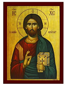 Generic Holzschild mit Jesus-Christus-Ikone, Pantokrator, handgefertigt, griechisch-orthodox, byzantinisch, religiös, Wandbild, 11 x 15 cm, für Wohnzimmer, Schlafzimmer, Heimbüro