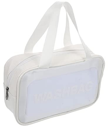 Beatifufu Transparente Kosmetiktasche Persönliche Badetasche Tragbare Kosmetiktasche Kosmetische Zugtasche Kulturbeutel Reißverschluss Faltbarer Kulturbeutel Weiß Anschließen Pflege Mann PVC