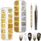 BDSHUNBF 1400 Stück Nagel Art Strasssteine Set, Gold Glitzersteine Nail Art, Kristall Nagel Steinchen Set, Sterne Mond Nail Art Charms, für Nägel DIY, mit Pinzette und Bohrstift