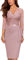 MIUSOL Women's Vintage Lace V-Neck 3/4 Sleeves Cocktail Party Formal Wedding Guest Work Bodycon Dress (Small, Pink)