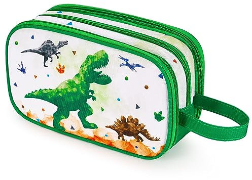 WAWSAM Trousse de Toilette Enfant - Dinosaure Sac de Toilettes Trousses de Toilette Bebe pour Voyage Déplacement Camping Résistant à l'eau Portable Trousse Toilette Voyage pour Cadeau