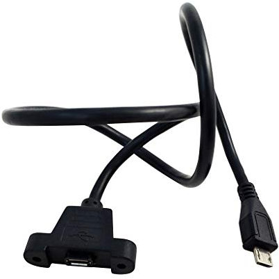 BYUTFA 30/50cm Micro USB USB 2.0 Connettore Maschio a Femmina Cavo di prolunga con Foro per Montaggio a Pannello a Vite Portatile 480Mbps