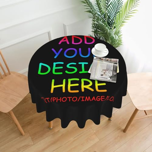 Runde Tischdecke, individuelle personalisierte Tischdecke für runde Tische, fügen Sie Ihr eigenes Design mit Fototext hinzu, individuelle runde Tischdecke 60 Zoll
