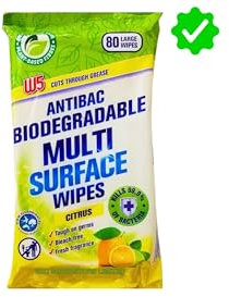 10 PACKS X 80 (800) Large Antibacterial Wipes) Citrus Antibacterial Multi - Surface LARGE Wipes Kills 99.99% Of Bacteria NON-Bleach W5