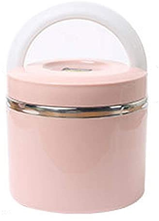 SePkus Bento Box Fiambrera multicapa de acero inoxidable para estudiantes, portátil, de gran capacidad, sellada, redonda, para oficinista, caja de conservación para oficina, camping (color: rosa uno)