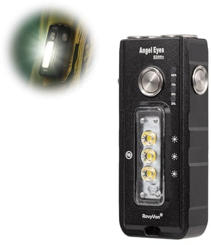 RovyVon E200s Taschenlampe, 1650 Lumen, mit Magnetfuß, 7 Modi, Kaltweiß-Fronteinstellung, warmweißes Seitenlicht, Nachtsicht-Taschenlampe