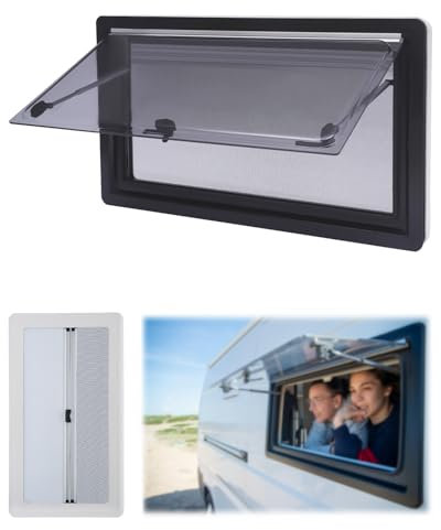 AOOUNGM Fenêtre de camping-car, 900 x 500 mm, avec filet anti-insectes, translucide, pour camping-car, caravane, camionnette, caravane