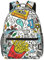 AOGATO Rucksack aus Segeltuch mit Kaffee- und Donuts-Druck, leicht, für Reisen, Tagesrucksack, Studentenrucksack, Laptop-Rucksack für Damen und Herren, Comic-Kunst, One size