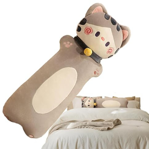 Lange Kissen zum Schlafen, großes Katzenkörperkissen, Süßes Puppenkörperkissen, Umarmungskissen in Katzenform, Wurfkissen, Stofftier-Sofakissen für Kinder und Erwachsene, Heimdekoration