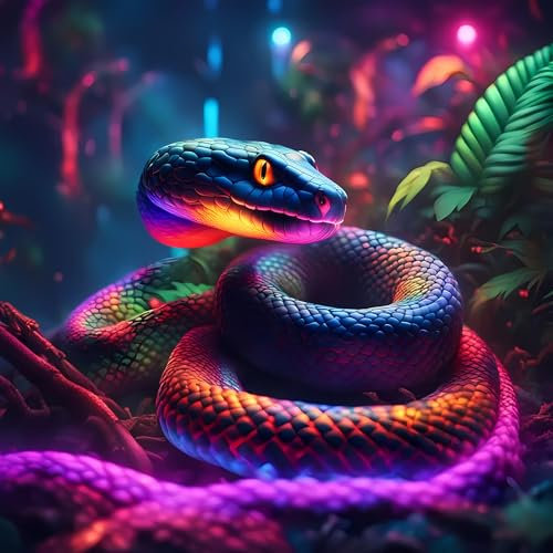 Schlangen-Dekor, ungerahmt, Leinwanddrucke, Tier-Badezimmer-Wandkunst, Reptilien-Dekor, Schwarzlicht-Poster, Natur, Wildnis, Landschaft, Horror, Trippy-Raumdekoration, Gemälde, Hexen-Heimdekoration,