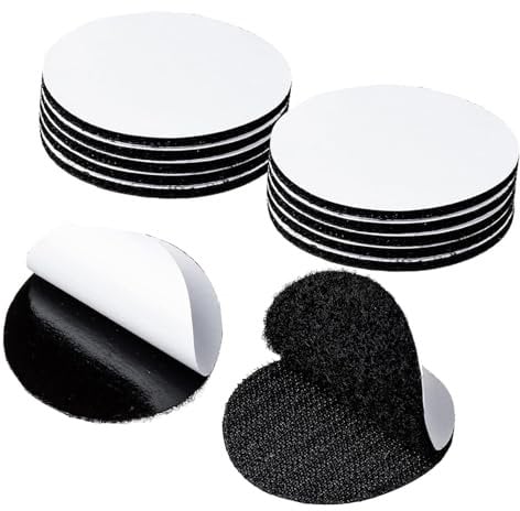 Double Sided Sticky Pads 12pcs Heavy Duty Hook and Loop Coin Dots, Self Adhesive Dots Tapes Hook and Loop Tape Round Sticky Adhesive Pads for Carpets, Mats, Photo, Craft, DIY Projects (50MM)