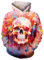 ALISISTER Felpa con Cappuccio con Stampa Teschio 3D per Uomo Donna Felpa con Cappuccio Bianca con Tasca con Coulisse Fodera in Pile per la Festa di Halloween M