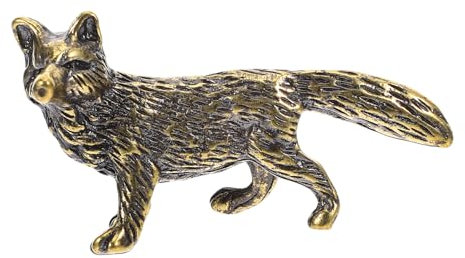 JEWEDECO 4pcs Brass Fox Ornament Church Mouse Statue Office Cottage Decor Sea Fish Figurine Jewelry Gold Vintage Fox Bunny Feng Shui Figurines Chinese Ornament Charms Knick Gold Decor