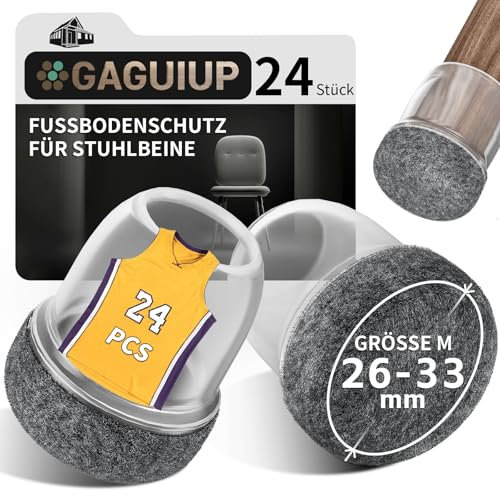 24 Stück Stuhlbeinkappen,Schwarz Schutzkappen für Stuhlbeine Mit Filz,Filzgleiter,Silikon Schutzkappen für Stuhlbeine Schräge,1.25 inch Stühle für Verschleißfeste Stuhlbeinschoner