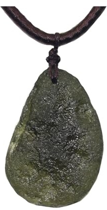 RMYSUM Moldavit Kristall Halskette,Moldavit Anhänger,Tschechischer Meteorit,Kraftvoller Heilstein,Grünes Glas