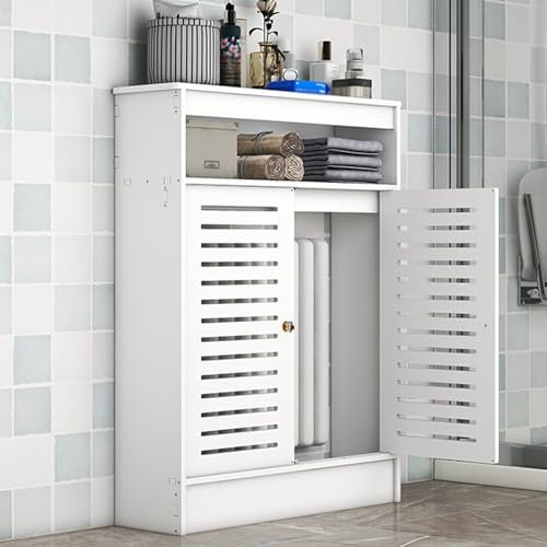 YUGXTH Heizkörperverkleidung, Moderne Heizkörperabdeckung, Heizkörper Abdeckung, Heizschrank mit Doppeltüren und Lagerregalen, Rohrventil, Sichtschutz(L60xH100xW20cm)