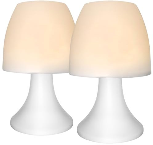 com-four® 2X LED Tischlampe - Kabellose LED-Lampe mit Schalter - Warmweißes Nachtlicht für Kinderzimmer und Schlafzimmer - Batteriebetrieben und ideal als Schlummerlicht (2 Stück)