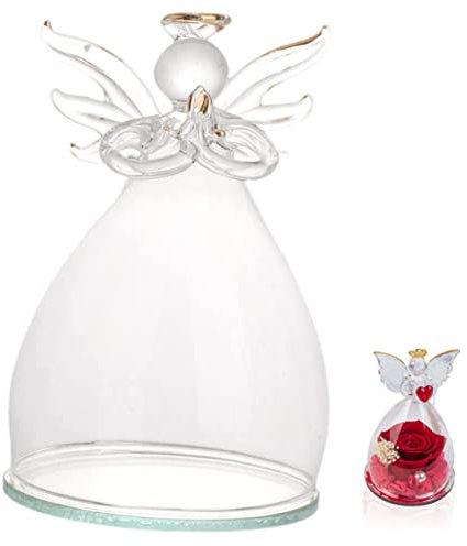 BUGUUYO Stabile Glasabdeckung Konservierte Blume Engel-design Einzigartige Glasglocke Für Zuhause