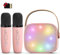 voijump Mini Karaoke Machine for Kids Adults,Portable Bluetooth Speaker with 2 Wireless Microphones,MP3 Music Player for Girls Toys 3-11,12+ Years Old,Gifts for Family Home Birthday Party (Pink)