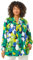 Roman Originals Pintuck Shirt for Women Ladies Jersey Blouse Collarless Top Flare Crinkle Notch Neck Tunic 3/4 Length Sleeve Longline Smart Casual Party Going Out - Lime Multi - Size 16