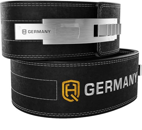 HQ Germany® Gewichthebergürtel Herren [S/M/L/XL] - 100% Rindsleder, 100% Edelstahl - Weight Lifting Belt, Gym Gürtel Gewichtheben, Powerlifting Fitness Gürtel Herren, Weightlifting Belt