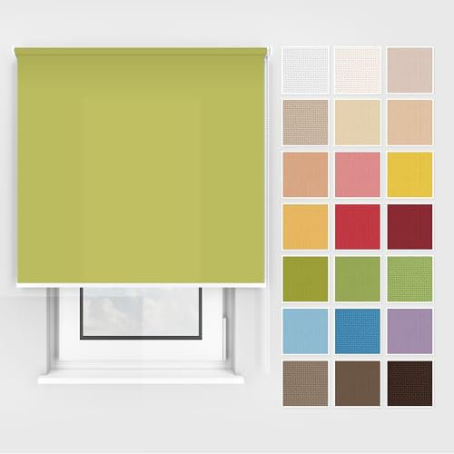 Estika Store Enrouleur avec perçage - 110 x 220 cm - Vert Citron, pour Montage au Plafond et au Mur, 25 Couleurs, adapté à l’intérieur, Protection visuelle pour fenêtres et Portes de Balcon.