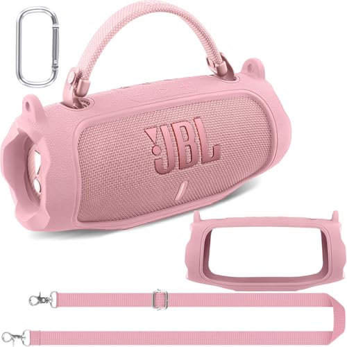 co2CREA Case Silicone for JBL Charge 6 Wireless Portable Bluetooth Speaker, Portable Ultra-light Protective Sleeve with Carabiner and Shoulder Strap