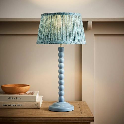 ValueLights | Bobbin Pastel Blue Table Lamp with Leaf Pleated Shade and Bulb | Table Lamp, Home Décor & Improvement Essential