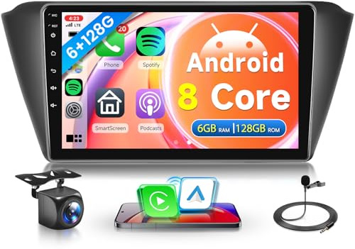 6G+128G 8 Core Wireless Carplay Android Autoradio für Skoda Fabia 3 III 2015-2019 9 Zoll Touchscreen Autoradio mit Android Auto GPS Navi WiFi Mirror Link Bluetooth FM/RDS/DSP EQ/USB/SWC Rückfahrkamera