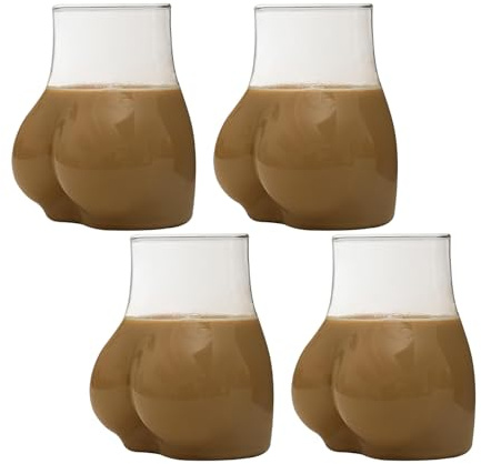 4 Stück Körperförmige Gläser, 450ml Borosilikatglas, Tasse Hinter, Arsch Cocktailglas Für Café, Zuhause, Restaurant