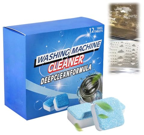Waschmaschinenreiniger,Washing Machine Cleaner,Waschmaschinenreiniger Extra Stark Waschmaschinen Reiniger Entkalker für Tiefenreinigung (1, 12 Pcs)