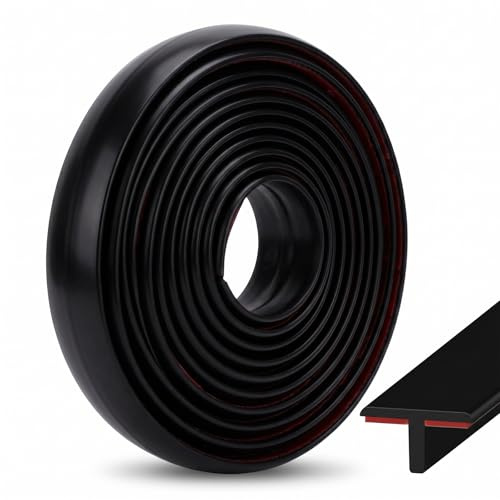 OMJMYY Übergangsprofil Selbstklebend T-Profil, Schwarz, 500cm x 2cm | Übergangsschiene, Für Fliesen Laminat Boden Teppich