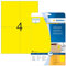 HERMA 4561 Farbige Etiketten gelb ablösbar, 20 Blatt, 105 x 148 mm, 4 pro A4 Bogen, 80 Stück, selbstklebend, bedruckbar, matt, blanko Papier Farbetiketten Aufkleber