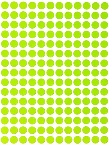 Royal Green Etiketten Neon Gelb 8 mm runde Punkt Aufkleber – 0,3 Zoll Klebepunkte im 900 Pack