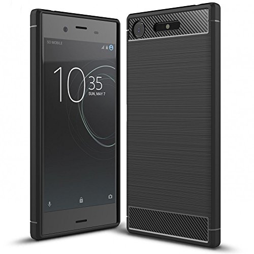 NALIA Silikonhülle für Sony Xperia XZ1 - rutschfest - Hülle, Schwarz | Spider-Web Innenstruktur dämpft Stürze, Wärmeableitung beim Laden, Erhöhte Kamera- und Displaykanten, VORTEX