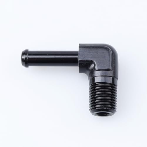 AC PERFORMANCE 1/8 NPT Male to 1/4 Hose Barb Fitting 90 Degree Black | Aluminum