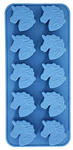 Fewo 10-Cavity Unicorn Head Silicone Tray Mold for Chocolate Hard Candy Ice Cube Jello Mini Soap Bath Bomb Cake Baking Resin Crayon