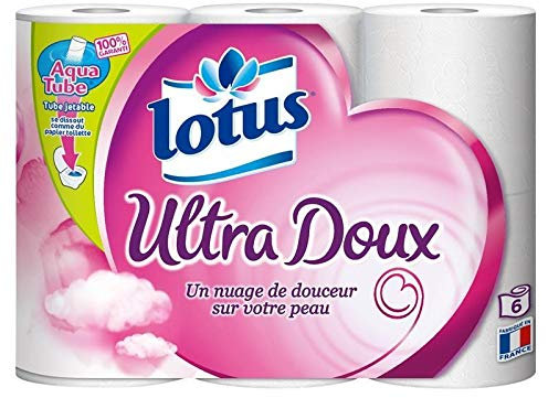 Lotus - Papier Toilette Blanc Ultra Doux Aquatube 6 Rouleaux - Lot De 4 - Vendu Par Lot - Livraison Gratuite En France